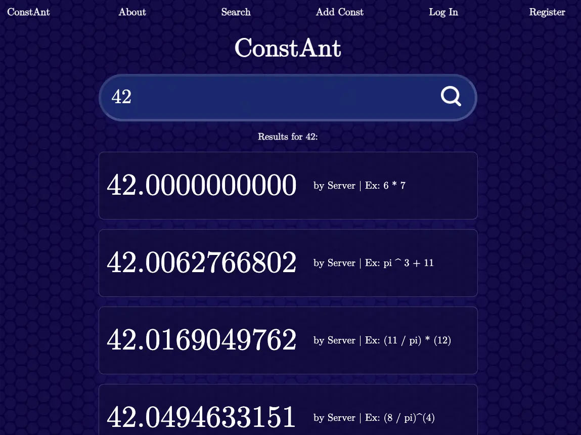 ConstAnt Search Menu